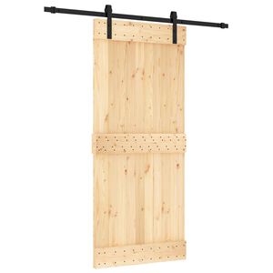 vidaXL Slīdo&scaron;ās durvis Dabiska un melna 90 x 210 cm Cieta priedes koks
