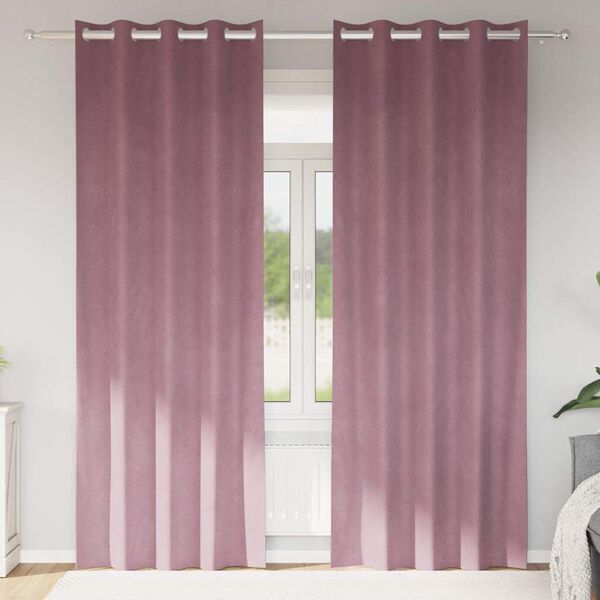 vidaXL Aptum&scaron;ojo&scaron;ie aizkari 2 pcs Tum&scaron;s rozā 140 x 225 cm Samts