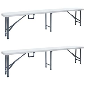 vidaXL saliekami dārza soli, 2 gab., 180 cm, HDPE, balti
