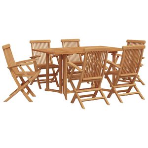vidaXL Dārza ēdamgalds 7 pcs Brūna Ciets tek&scaron;a koks