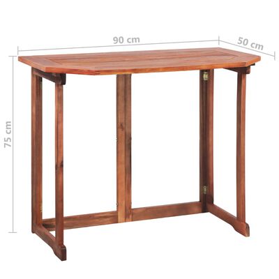 vidaXL bistro galds, 90x50x75 cm, akācijas masīvkoks