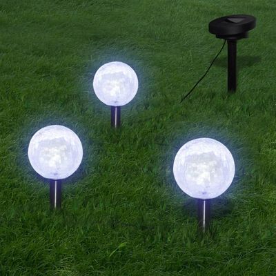 vidaXL dārza LED lampas, 6 gab., ar zemes mietiņiem un saules paneļiem