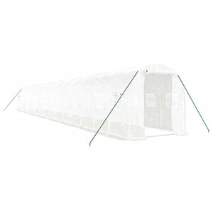 vidaXL siltumnīca ar tērauda rāmi, balta, 32 m&sup2;, 16x2x2 m