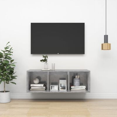 vidaXL sienas TV skapītis, betonpelēks, 37x37x107cm, skaidu plāksne