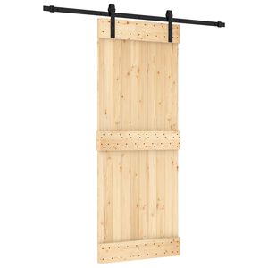 vidaXL Slīdo&scaron;ās durvis Dabiska un melna 80 x 210 cm Cieta priedes koks
