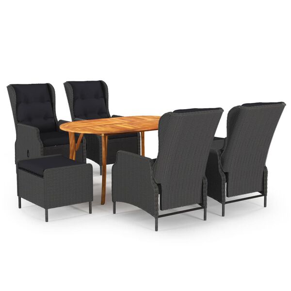 vidaXL 7-daļīgs dārza mēbeļu komplekts, tum&scaron;i pelēks