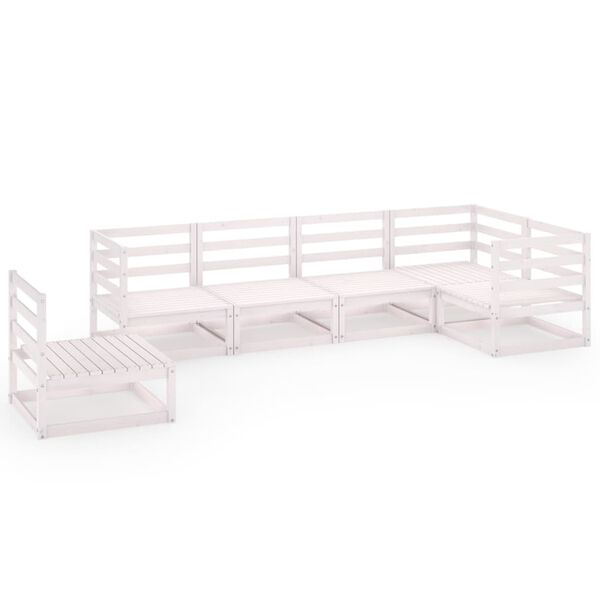 vidaXL 6-daļīgs dārza atpūtas mēbeļu komplekts, balts priedes koks