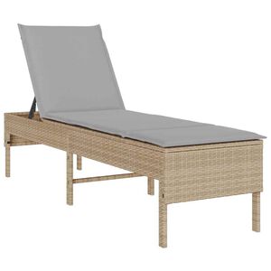 vidaXL sauļo&scaron;anās krēsls ar spilvenu, bē&scaron;s, 55x200x44 cm, PE rotangpalma
