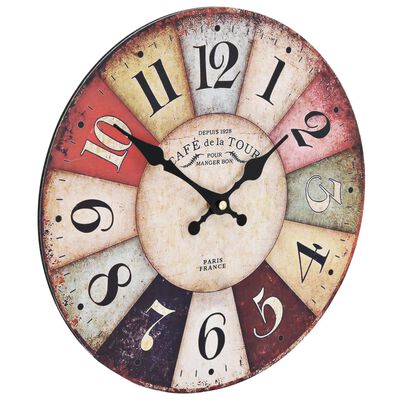 vidaXL vintāžas sienas pulkstenis, krāsains, 30 cm