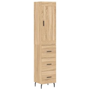 vidaXL augstais skapītis, ozolkoka, 34,5x34x180 cm, inženierijas koks