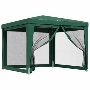 vidaXL svinību telts, ar 4 sieta sienām, 3x3 m, zaļa, HDPE