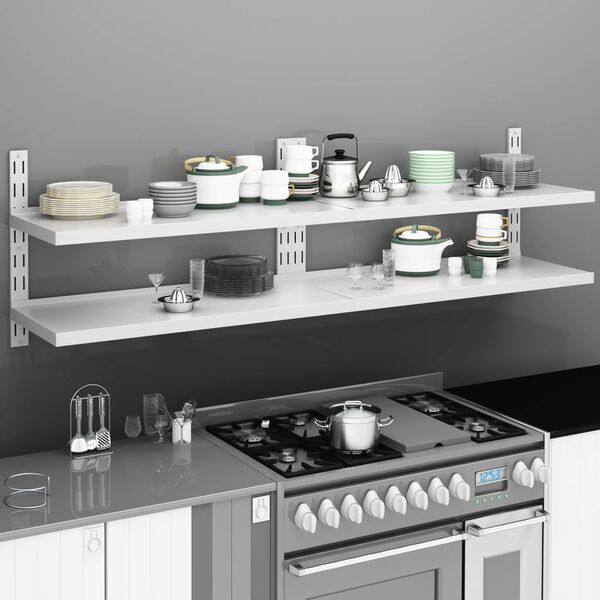 vidaXL 2-līmeņu sienas plaukti, 2 gab., nerūsējošs tērauds, 200x30 cm