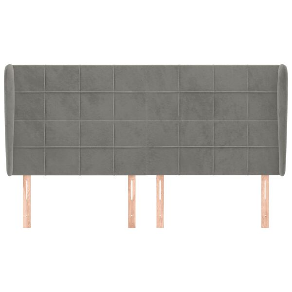 vidaXL galvgalis ar malām, 183x23x118/128 cm, gai&scaron;i pelēks samts