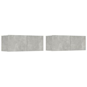 vidaXL TV skapī&scaron;i, 2 gab., betonpelēki, 80x30x30 cm, inženierijas koks