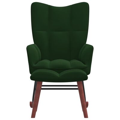 vidaXL šūpuļkrēsls ar kāju balstu, tumši zaļš samts