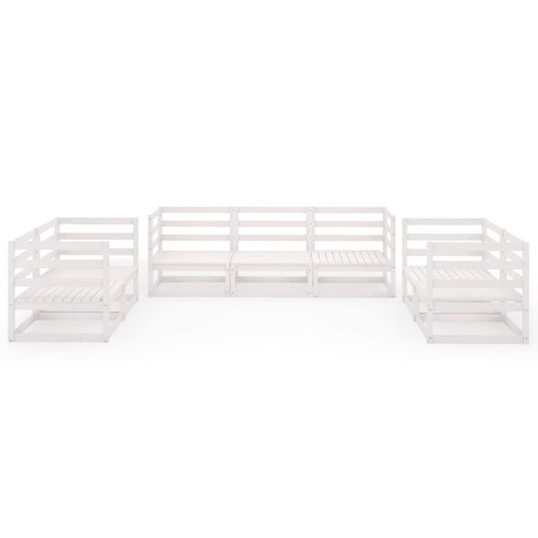 vidaXL 7-daļīgs dārza atpūtas mēbeļu komplekts, balts priedes koks