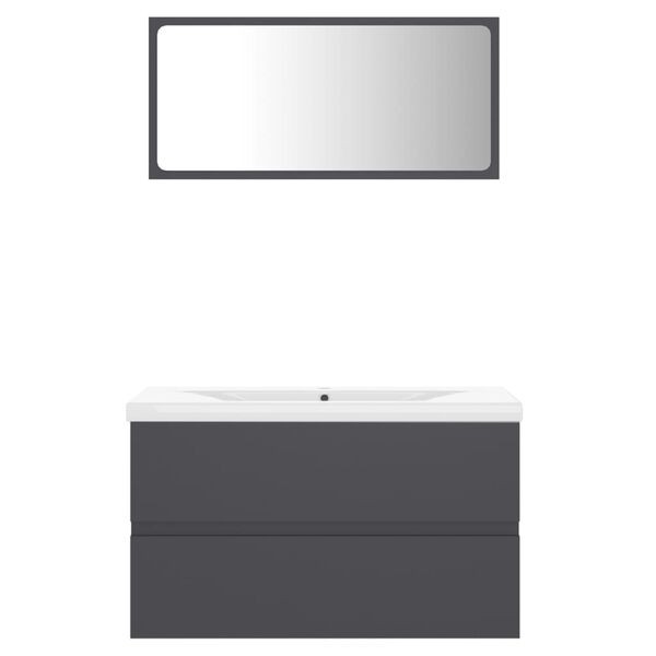 vidaXL vannasistabas mēbeļu komplekts, pelēks, skaidu plāksne