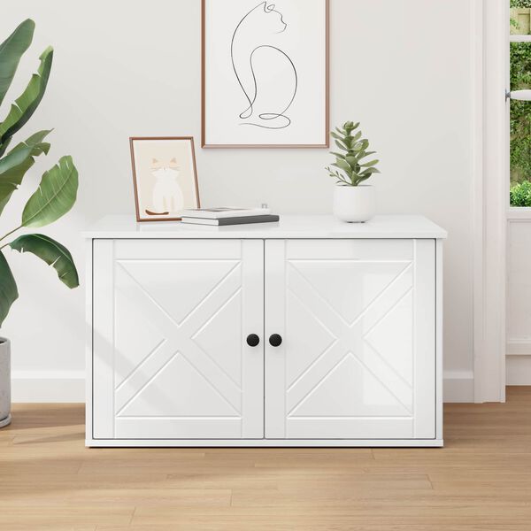 vidaXL Kaķu māja Spīdīga Balta 85 x 55 x 50 cm Inženierijas koks