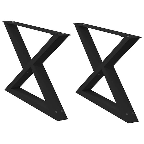 vidaXL kafijas galdiņa kājas, 2 gab., melnas, 70x(42-43,3) cm, tērauds