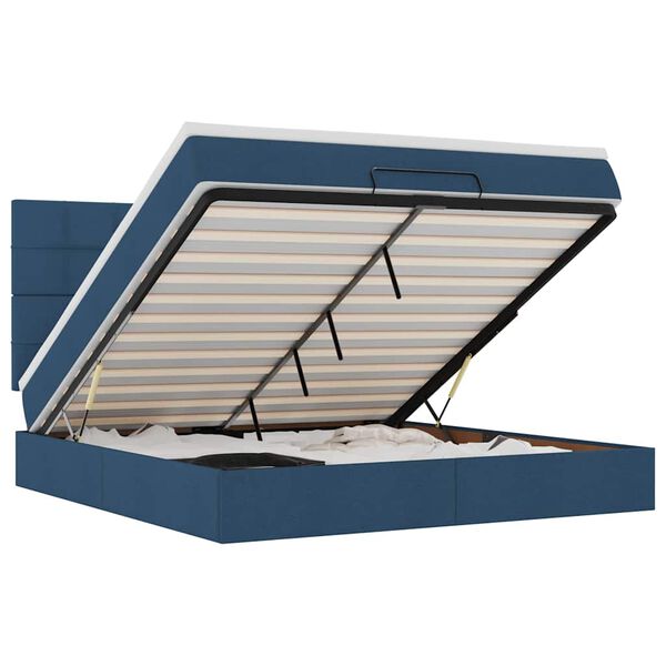 vidaXL Osmaņu gultas rāmis ar matrača zils 160x200cm audums