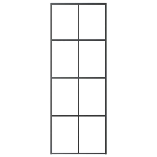 vidaXL bīdāmās durvis, melnas, 76x205 cm, ESG stikls un alumīnijs