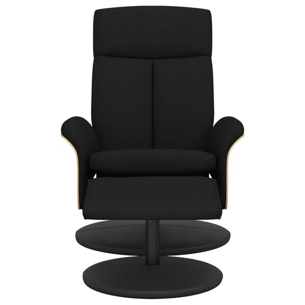 vidaXL krēsls ar kāju balstu, atgāžams, melns audums