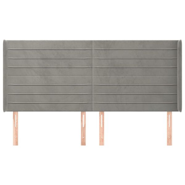 vidaXL galvgalis ar malām, gai&scaron;i pelēks samts, 203x16x118/128 cm