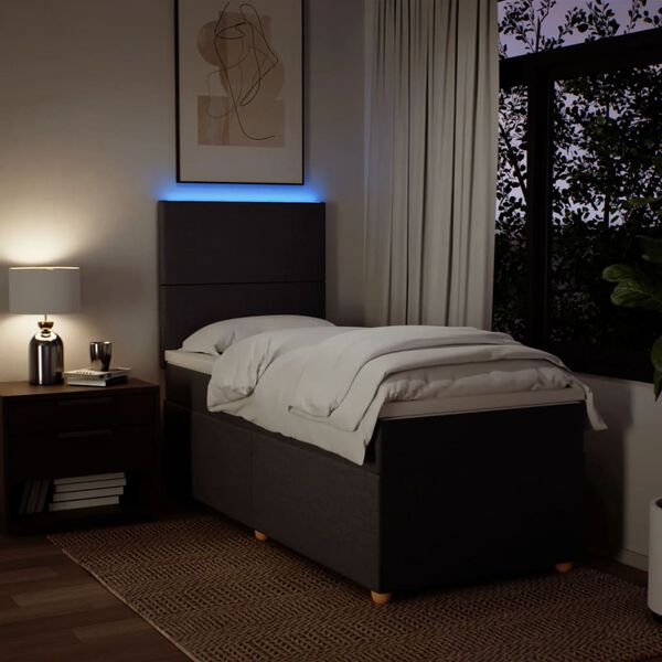 vidaXL atsperu gulta ar matraci, tumši brūna, 90x190 cm, audums