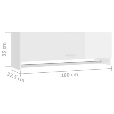 vidaXL skapis, spīdīgi balts, 100x32,5x35 cm, skaidu plāksne