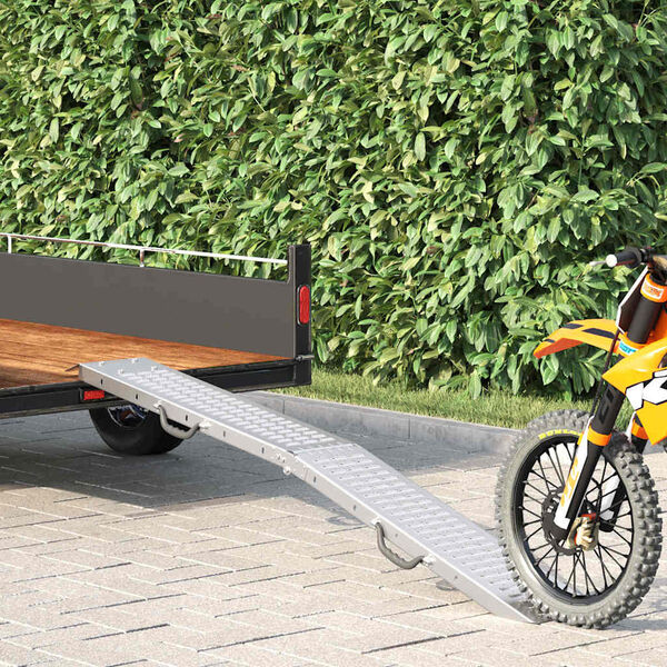 vidaXL Salokāms rampas 200kg uz rampas Sudraba 186 x 23 x 4,5 cm