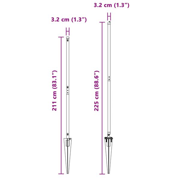 vidaXL Žoga āķis Cits 26 pcs Pelēka 3,2 x 3,2 x 180 cm Tērauds