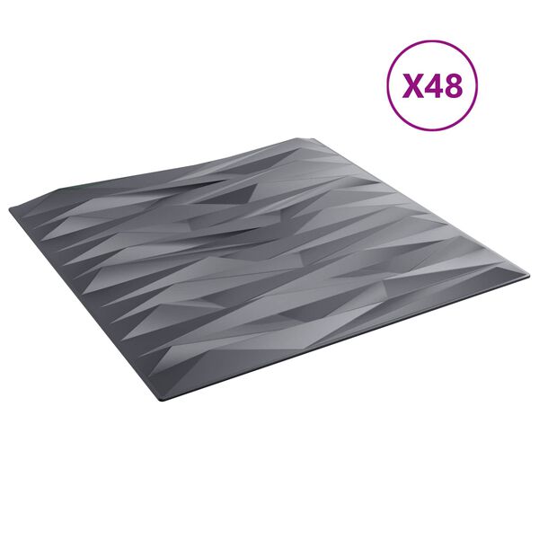 vidaXL Sienas paneļi 48 pcs Akmens pelēks 50 x 50 cm XPS Putu