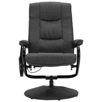 vidaXL masāžas krēsls ar kāju balstu, tumši pelēks audums