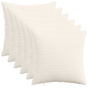vidaXL Spilvenu pārvalks 6 pcs HEERLEN Krēmkrāsa 30 x 30 cm kordurojs
