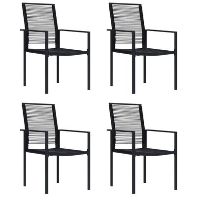 vidaXL dārza krēsli, 4 gab., melna PVC rotangpalma