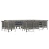 vidaXL 13-daļīgs atpūtas mēbeļu komplekts ar matračiem, pelēks PE