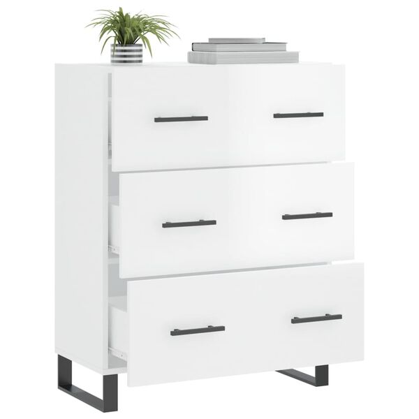 vidaXL kumode, spīdīgi balta, 69,5x34x90 cm, inženierijas koks