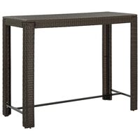 vidaXL dārza bāra galds, brūns, 140,5x60,5x110,5 cm, PE rotangpalma