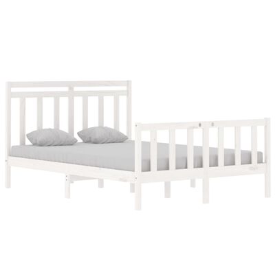 vidaXL gultas rāmis, balts, masīvkoks, 120x190 cm, divvietīgs