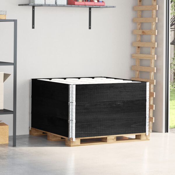 vidaXL pale&scaron;u apmales, 3 gab., melns, 100x100 cm, priedes masīvkoks