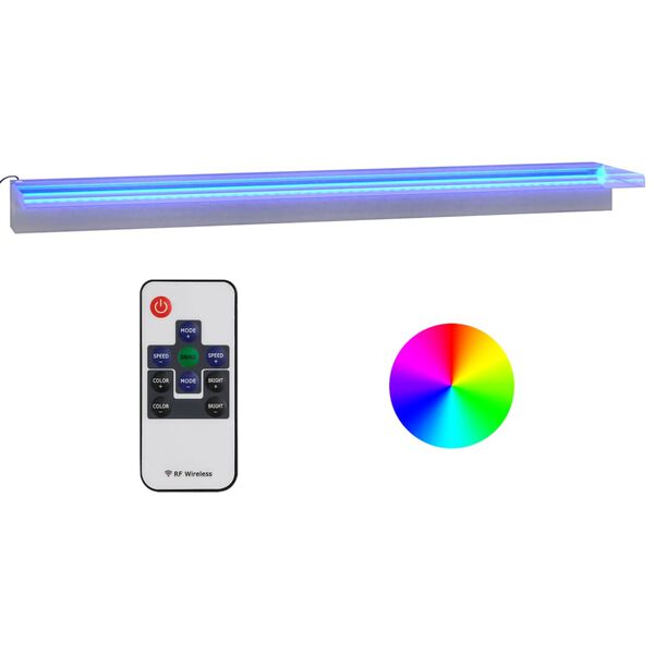 vidaXL ūdenskritums ar RGB LED gaismām, nerūsējo&scaron;s tērauds, 108 cm