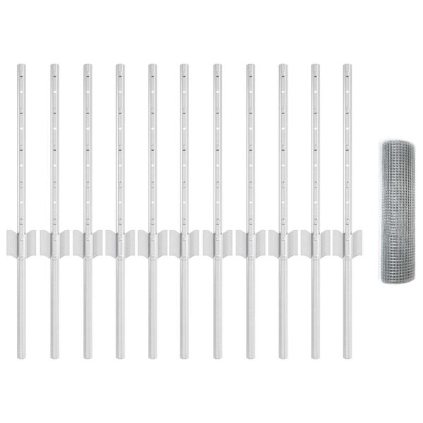 vidaXL Žogs un Stabi Sudraba 0,4 x 25 m Tērauds