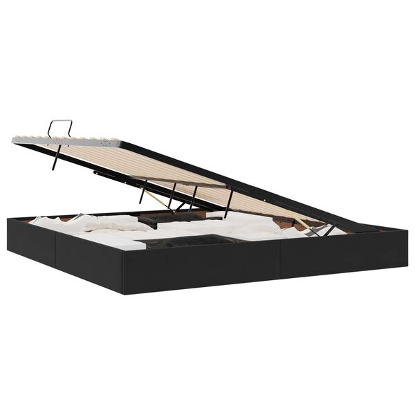 vidaXL Glabā&scaron;anas gulta ar matraci Melna 200 x 200 cm Samts