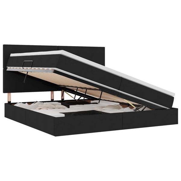 vidaXL Gulta ar uzglabā&scaron;anas vietu un LED ar LED Melna 200 x 200 cm