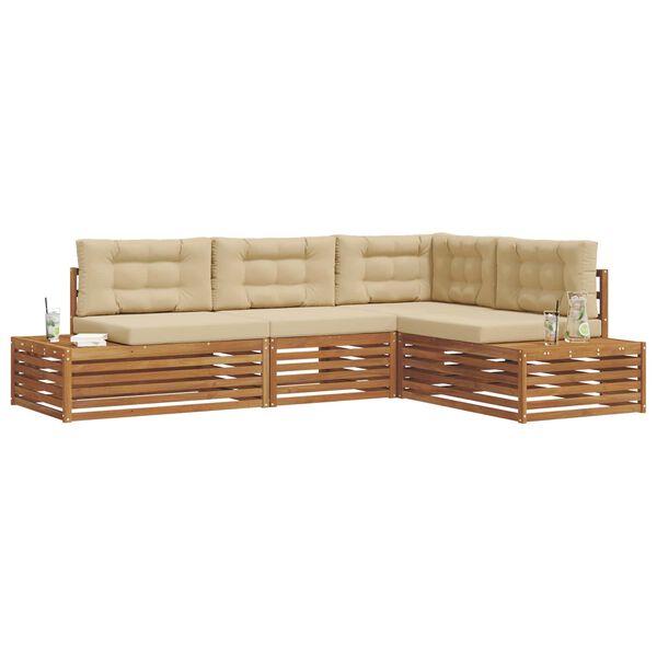 vidaXL Āra dīvānu komplekts ar spilvenu 4 Gabals Dabisks un bē&scaron;s