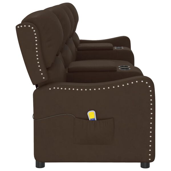 vidaXL četrvietīgs masāžas krēsls, glāžu turētājs, brūna mākslīgā āda