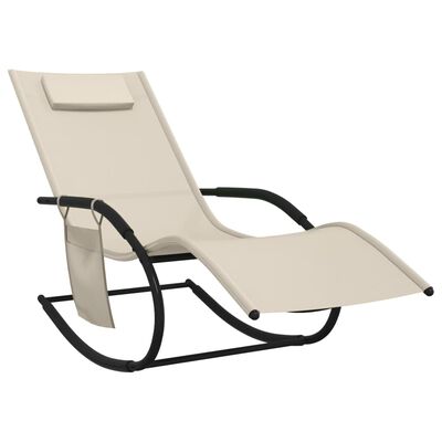 vidaXL sauļošanās šūpuļkrēsli, 2 gab., tērauds, krēmkrāsas tekstilēns