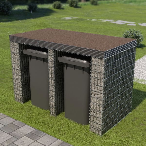 vidaXL gabions atkritumu tvertnēm, cinkots tērauds, 190x100x130 cm