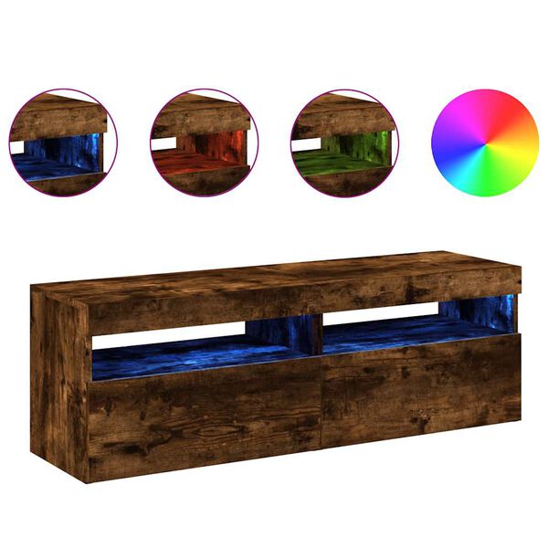 vidaXL TV skapī&scaron;i ar LED lampiņām, 2 gab., ozolkoka krāsa, 60x35x40 cm