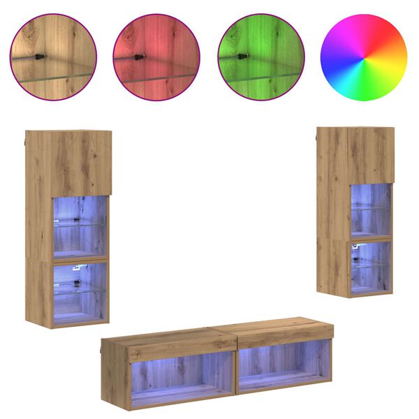 vidaXL TV sienas stiprinājums 6 pcs Artisānā ozols Inženierijas koks